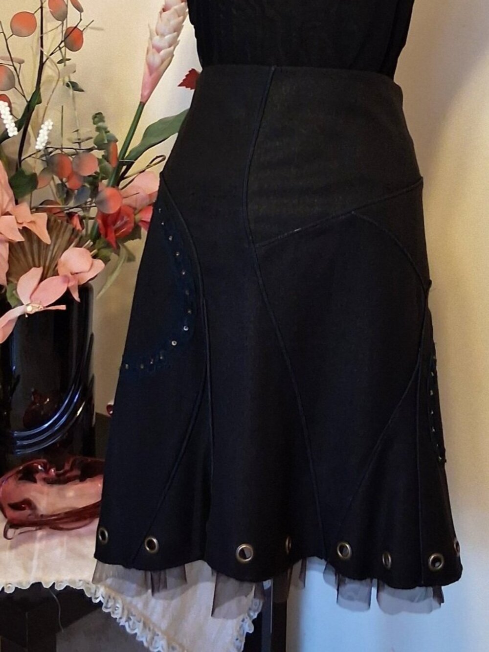 Simon Chang Quiet Luxury Embroidered Patchwork Statement Piece Skirts 12 - Picture 4 of 14